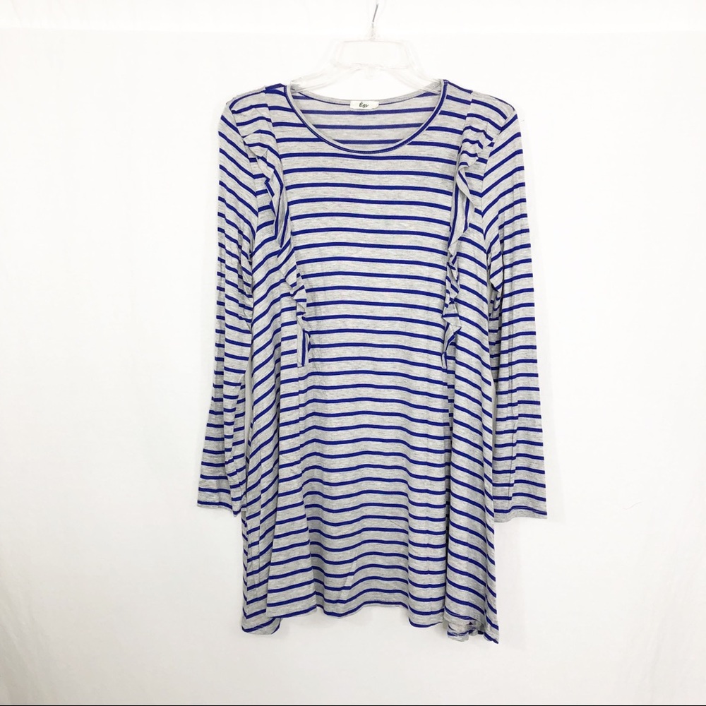 NEW Egs Long Sleeve Tunic Top with Pockets, Size Small, Blue Gray